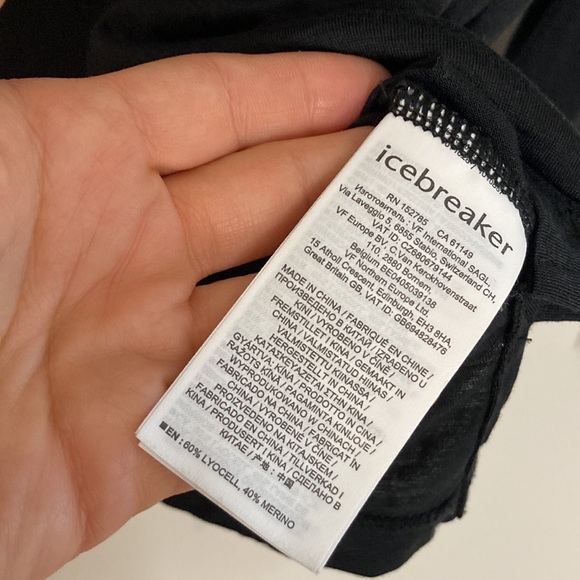 Icebreaker T Shirt Mens Medium Black Cool Lite Merino Blend Long Sleeve Crew - Picture 9 of 12